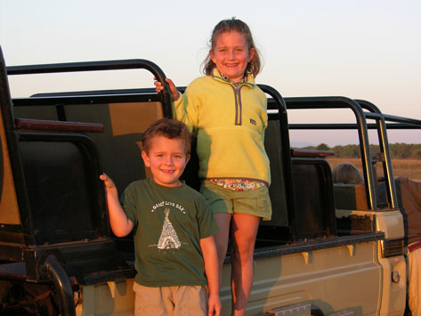 Children on a safari vehicle.