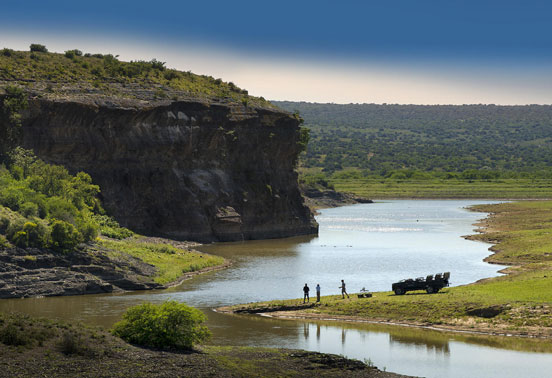 A vehicle exploring Kwandwe Reserve.