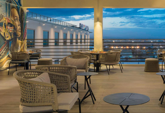 The view from the dining area at the Four Points hotel.