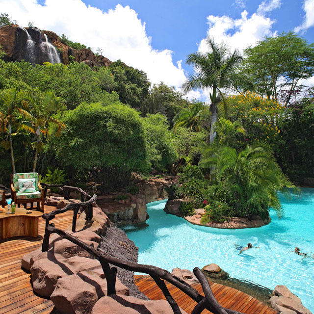 Relaxing by the pool.
