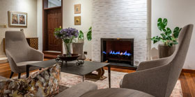 The fireplace at the House of Waine.