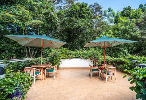 The pool area at the House of Waine.