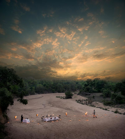 Dinner on the river bed.