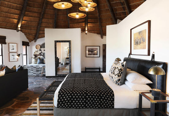 Inside a room at MalaMala camp.
