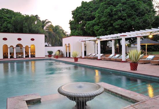 The pool at the Victoria Falls Hotel.
