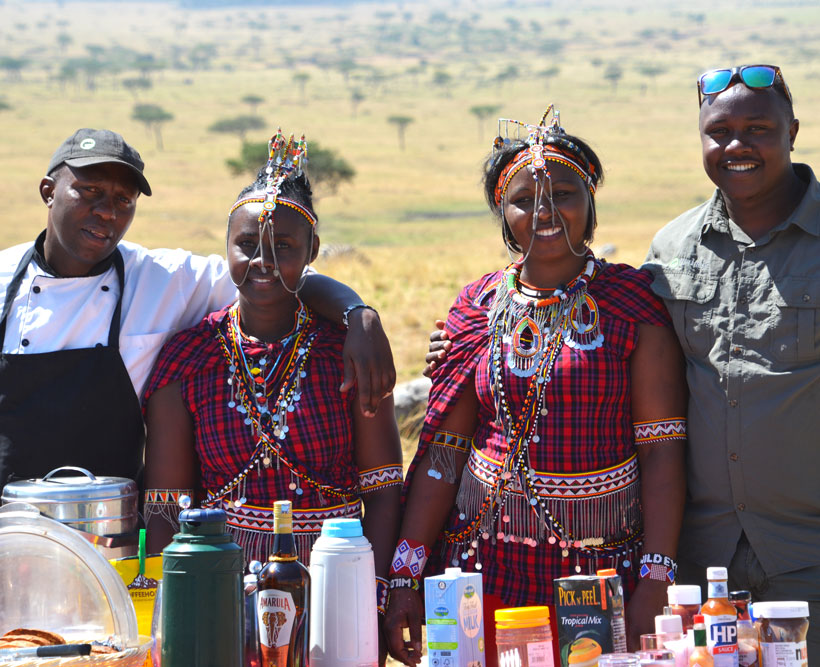 Staff in Africa in traditional dress.