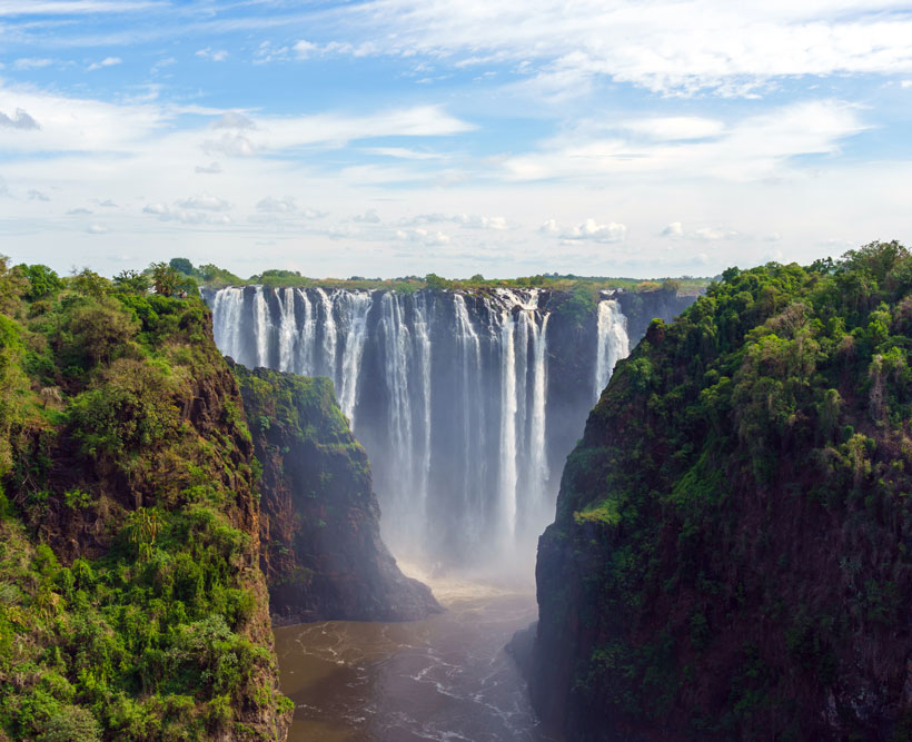 The pristine Victoria Falls.