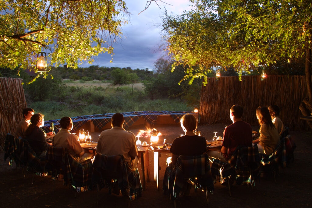 Dining in a boma in Africa.