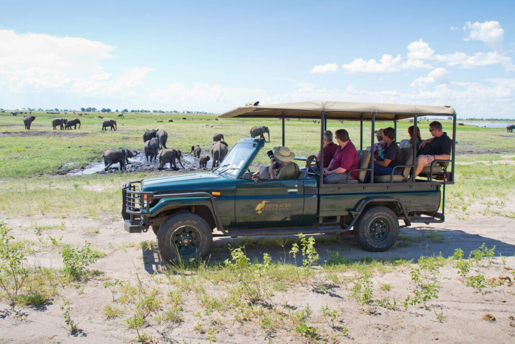 A Bushtracks vehicle on safari in Chobe National Park.