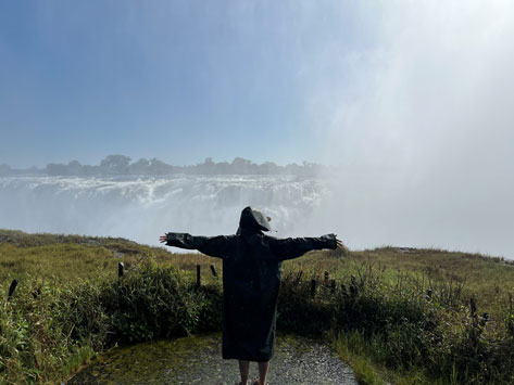 Alex looking at Victoria Falls.