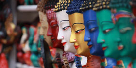 Masks in a market in Kathmandu city