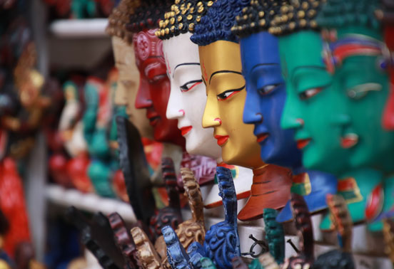 Masks at a market in Kathmandu