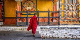 A monk walking in Paro