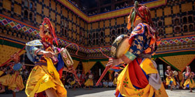 Two dancers in Thimpu