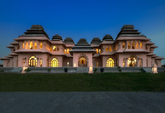 The Lotus Mahal at night