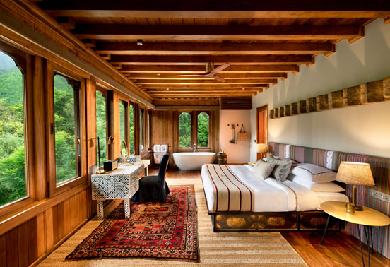 A bedroom at &Beyond Punakha