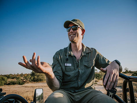 Safari guide South Africa — Tristan Allan-Reynolds leading a game drive