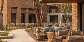 Outdoor lounge area at Radisson Blu Mosi-Oa-Tunya in Livingstone, Zambia