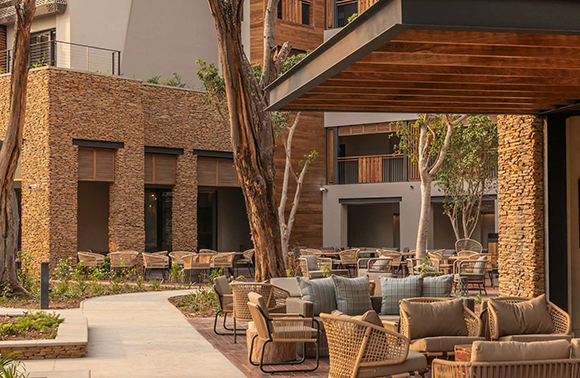 Outdoor lounge area at Radisson Blu Mosi-Oa-Tunya in Livingstone, Zambia