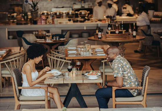 Open-air dining at Radisson Blu Mosi-Oa-Tunya near Victoria Falls, Zambia