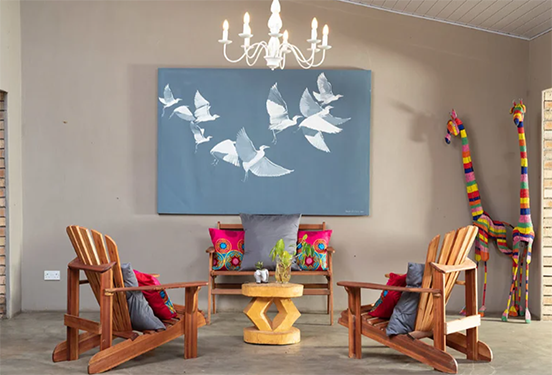 Outdoor lounge area at Tlouwana Tented Camp near Chobe National Park, Botswana